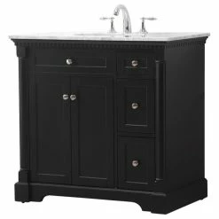 Deals 👏 Elegant Furniture & Lighting Elegant Decor Clarence 36" Solid Wood Metal Single Bathroom Vanity Set In Black 🌟