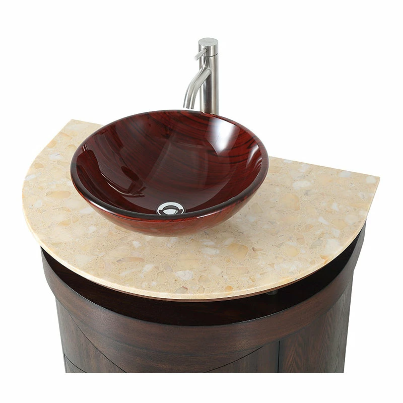 Cheapest ๐ฏ Chans Furniture 32” Verdana Vessel Sink Small Vanity With Faucet, Yellow Culture Marble ๐ฏ - Image 4