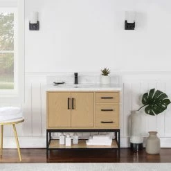 Discount ✨ Altair Wildy Washed Oak Bathroom Vanity Set, 36", Without Mirror 🥰