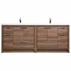 Cheapest ⭐ Concept Baths And Interiors Enna 83.4" Free Standing Bathroom Vanity, Double Sink, Walnut 🤩