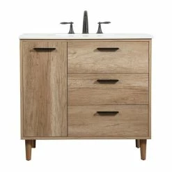 Top 10 👏 Elegant Furniture & Lighting 22" Modern Natural Oak-Light Bathroom Vanity ⌛