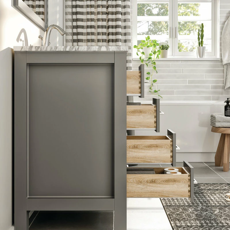 Coupon ๐ Eviva LLC Eviva Hampton 36 Inch Gray Transitional Bathroom Vanity With White Carrara Count ๐ฅ - Image 7