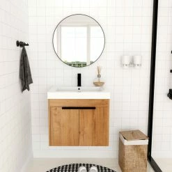 Top 10 🛒 BNK Wall Mounted Bathroom Vanity, Resin Basin, KD Packing, Imitative Oak, 24" ✨