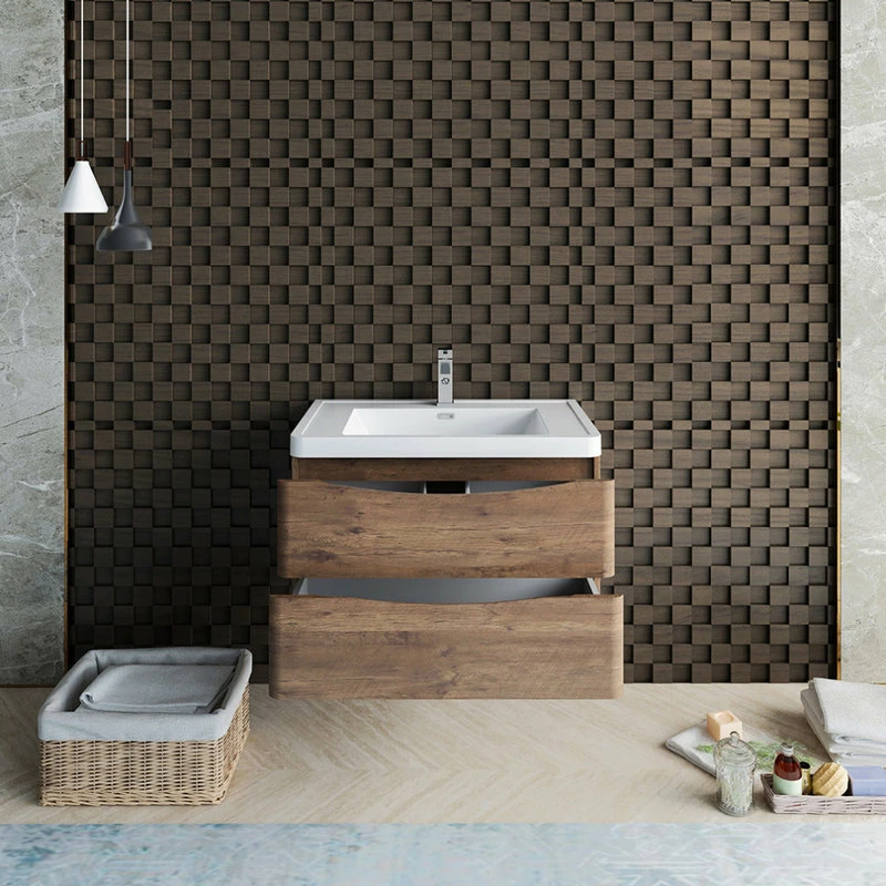 Buy ๐ Fresca Tuscany 32" Wall-Mounted Single Bathroom Vanity In Rosewood With Marble Top โ๏ธ - Image 4