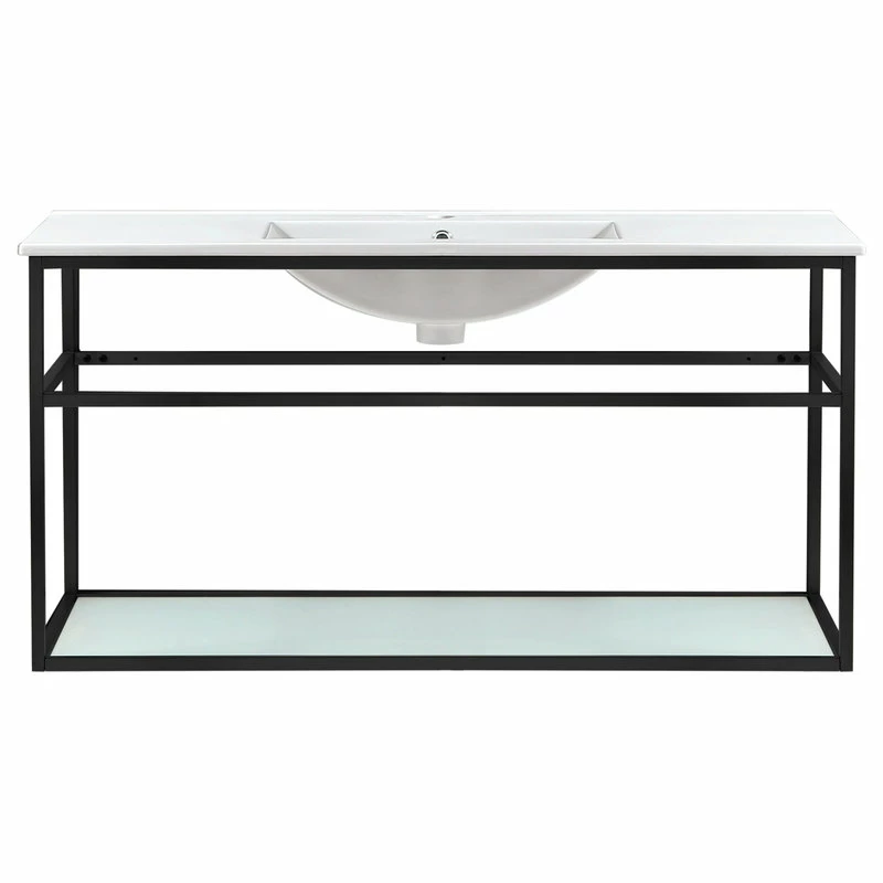 Deals 🥰 Swiss Madison Pierre 48" Single, Metal Frame, Open Shelf, Bathroom Vanity, Black ❤️