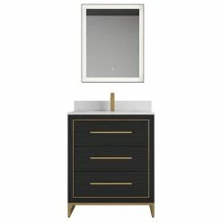 Cheapest ⭐ Alma Vanities Alma Barsalona Free Standing Bathroom Vanity Dawn Grey , Golden Brass Hardware, 🛒