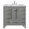 Coupon 🛒 Eviva LLC Eviva Hampton 36 Inch Gray Transitional Bathroom Vanity With White Carrara Count 🔥