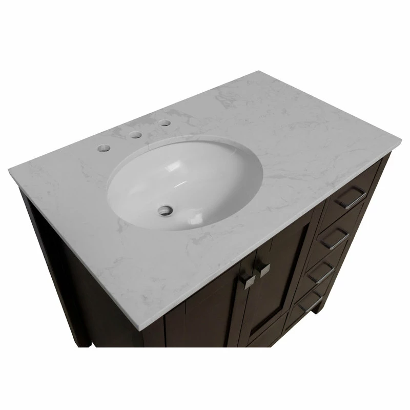 Deals 🔔 Kitchen Bath Collection Horizon 36" Bathroom Vanity, Chocolate, Engineered Carrara 👏 - Image 6