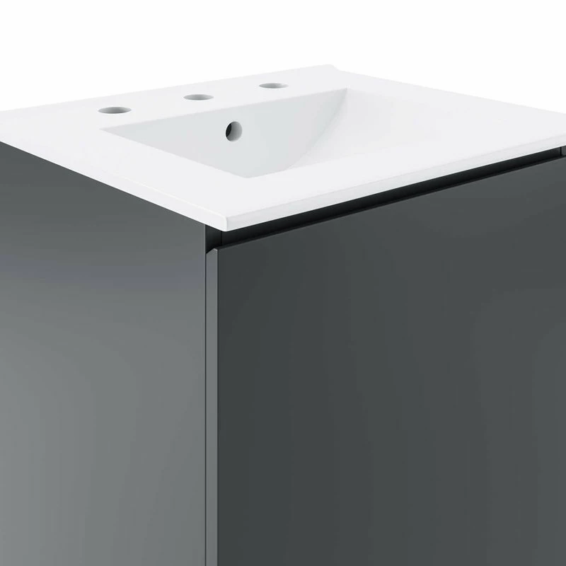 Flash Sale โค๏ธ LexMod Bryn 18" Wall-Mount Bathroom Vanity, Gray White ๐ - Image 7
