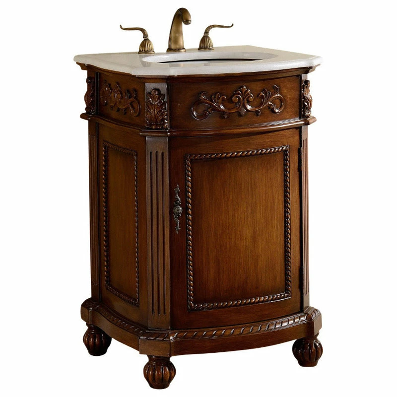 Brand new ๐ Chans Furniture 24" Camelot Antique-Style Bathroom Sink Vanity Cabinet With White Marble Top ๐คฉ - Image 2