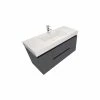 Outlet 😉 Bathroom Vanity Wholesale INC. 48" Wall Mount Vanity With Reinforced Acrylic Sink, High-Gloss Gray 🧨