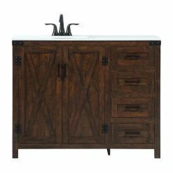 Cheapest 😍 Elegant Furniture & Lighting 19" Farmhouse Expresso-Light Bathroom Vanity 🔥