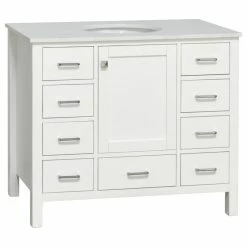 Top 10 🔥 Kitchen Bath Collection Horizon 42" Bathroom Vanity, White, Engineered White 🥰