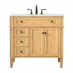 Discount ⭐ Elegant Furniture & Lighting 21.5" Transitional Natural Wood-Light Bathroom Vanity 👍