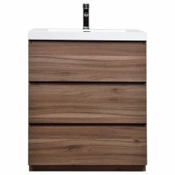 Best reviews of 😉 Concept Baths And Interiors Edison 29.5" Single Bathroom Vanity Set, Walnut 🔔