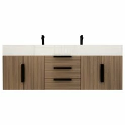 Hot Sale ✔️ Jade Bath Jessica 60" Double Sink Wall Mounted Vanity With Sink, Rosewood 👏