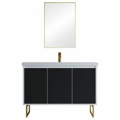 Wholesale 😍 Dowell K&B Supplies Dello 48" Single Bathroom Vanity Set With Rectangle Legs, Black 🌟