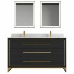 Promo 😍 Alma Vanities Alma Barsalona Free Standing Bathroom Vanity Dawn Grey , Golden Brass Hardware, 😍