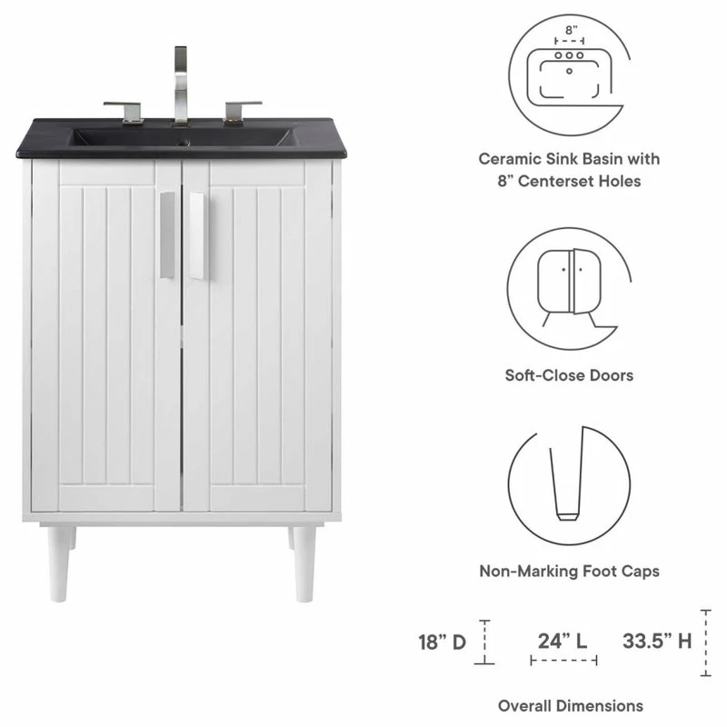 Wholesale 🔥 LexMod Augusta 24" Bathroom Vanity, White Black 👏 - Image 10