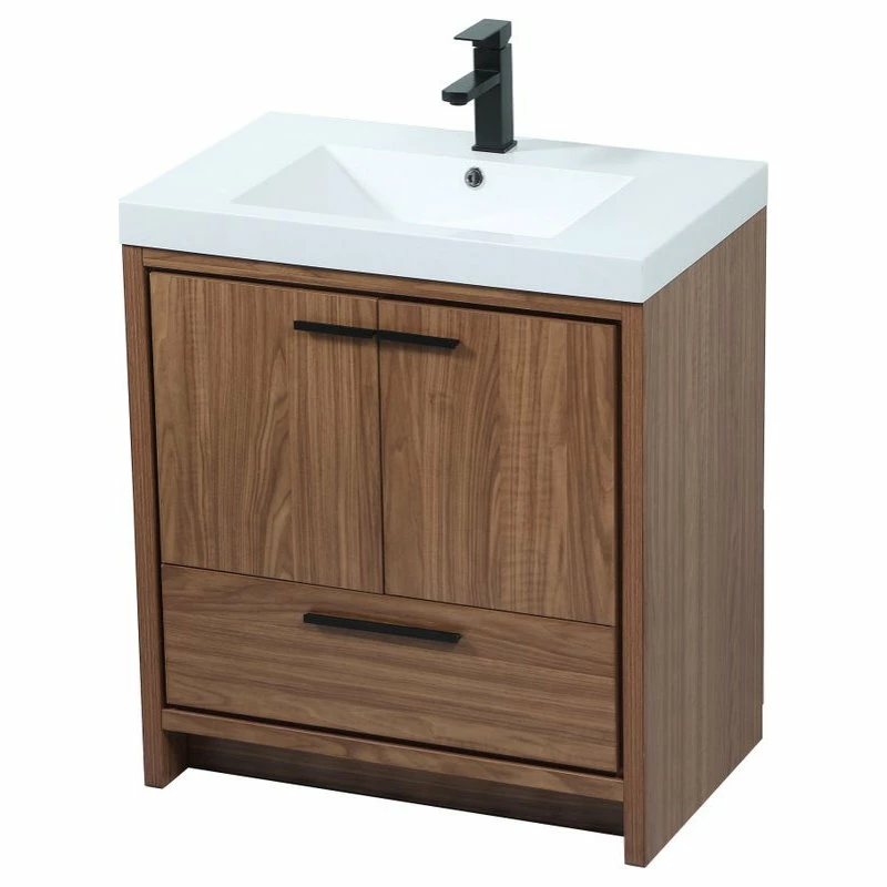 New 👏 Elegant Furniture & Lighting 19" Farmhouse Walnut Brown-Light Bathroom Vanity ⌛ - Image 9