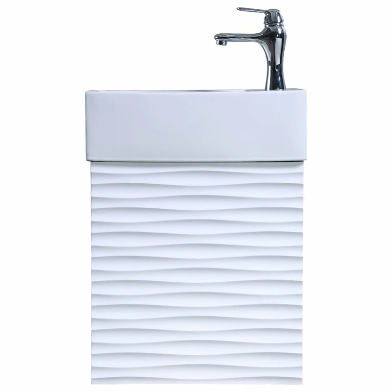 Outlet ๐งจ Renovators Supply Manufacturing White Ripple Wall Mount Vanity Bathroom Sink With Chrome Faucet, Drain, Overflow โญ - Image 3