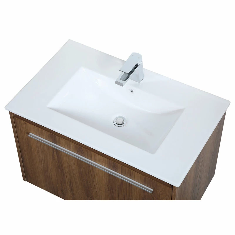 Discount ๐ Elegant Furniture & Lighting 30 Inch Single Bathroom Floating Vanity In Walnut Brown ๐ - Image 3