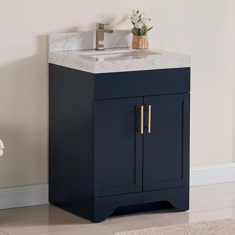 Brand new โค๏ธ Tile Generation 24" Vanity Wood Body And Quartz White, Marine Blue ๐ - Image 2