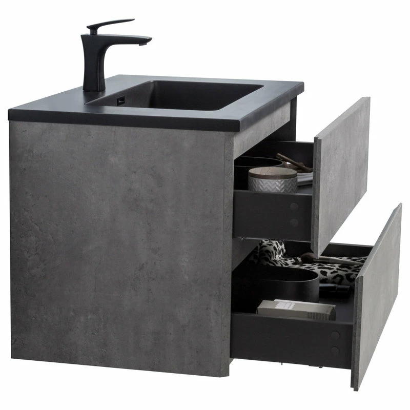 Budget ❤️ George William Cabinetry Alba Matte Black Modern Design Wall Mounted Vanity Set, 30" ⌛ - Image 3