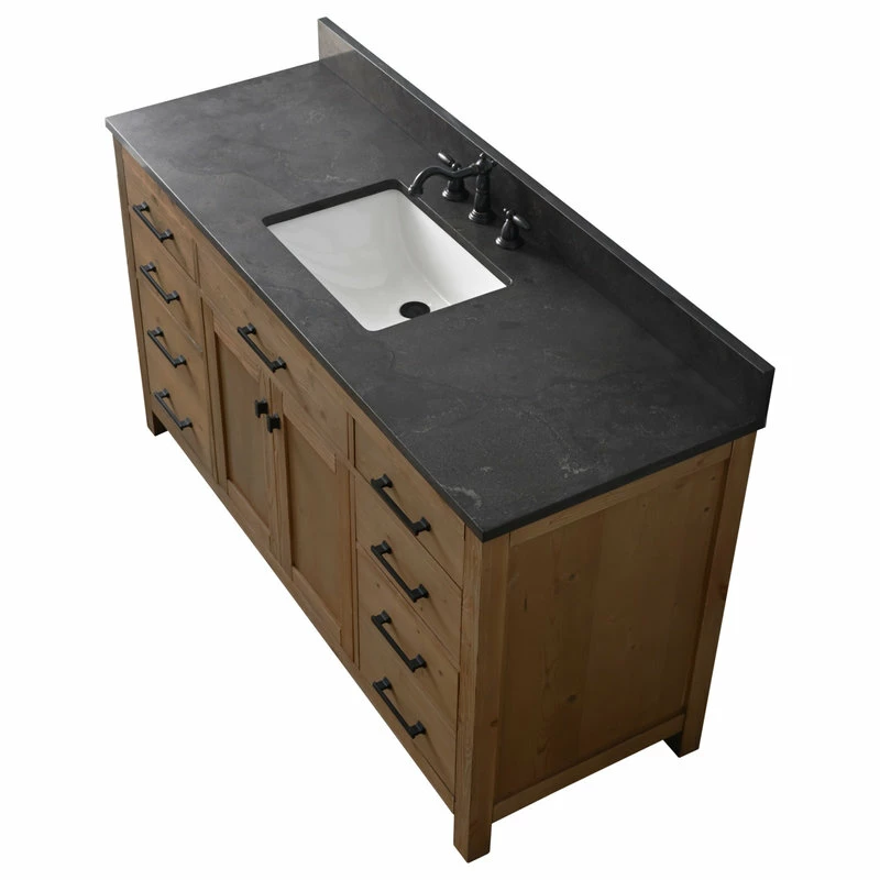 Promo 😉 Sudio Design Jasper 60" Single Bathroom Vanity, Textured Natural, Blue Limestone 😉 - Image 3