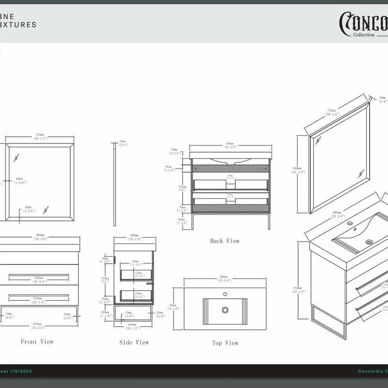 Best reviews of ๐ Fine Fixtures Modern Vanity Set, Black Marble, 36", Black Hardware โจ - Image 6