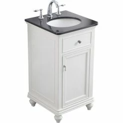 Outlet 🛒 Elegant Furniture & Lighting Elegant Decor Otto 19" Single Granite Top Bathroom Vanity In Antique White 😀