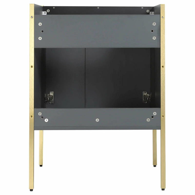 Budget ๐ฏ Fine Fixtures Oakville Bath Vanity, Ceramic Sink, Onix Grey, 24 Inch, Satin Brass Hardware โ - Image 4