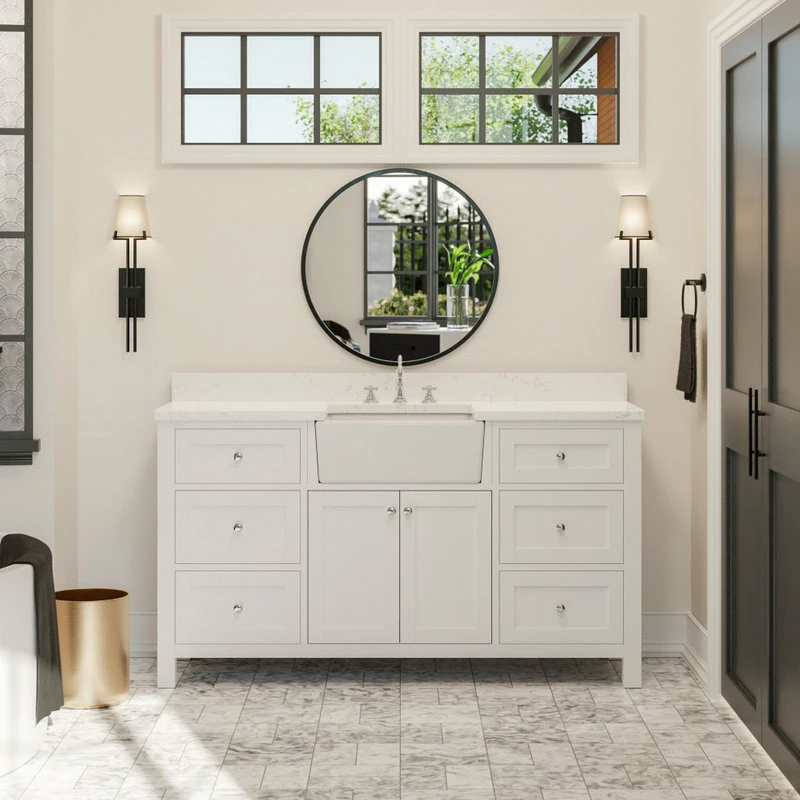 Deals ⭐ Kitchen Bath Collection Yorkshire 60" Bathroom Vanity, White, Engineered Marble, Single ❤️ - Image 2