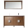 Best Sale ✨ Tennant Brand Larvotto 60" Double Bathroom Vanity In Light Wheat With Fairy White Quartz Top With Mirror 🔔
