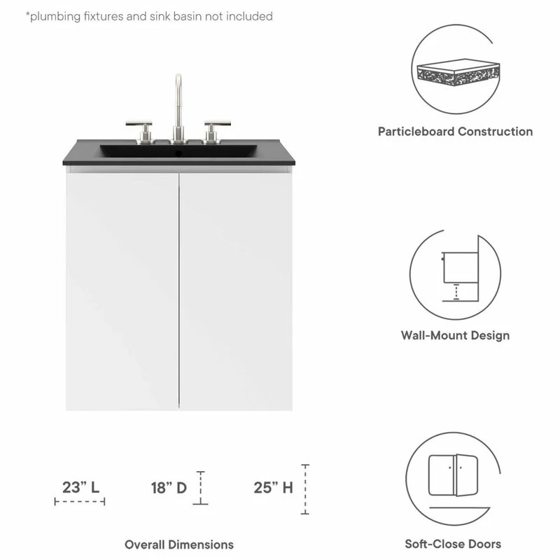 Discount ๐ LexMod Vitality 24" Wall-Mount Bathroom Vanity, White ๐ - Image 9