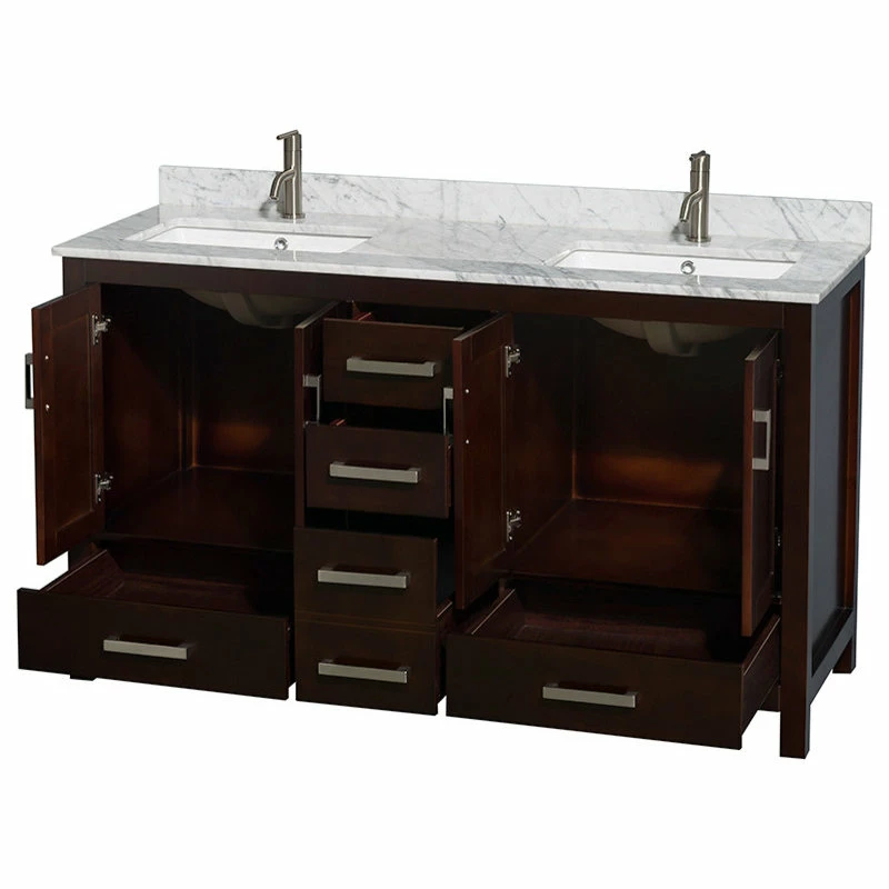 Top 10 ๐ Wyndham Collection Sheffield 60" Double Bathroom Vanity In Espresso With White Carrara Marble Top ๐ - Image 2