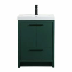 Flash Sale 👏 Elegant Furniture & Lighting Walker 24" Single Bathroom Vanity, Green 🛒