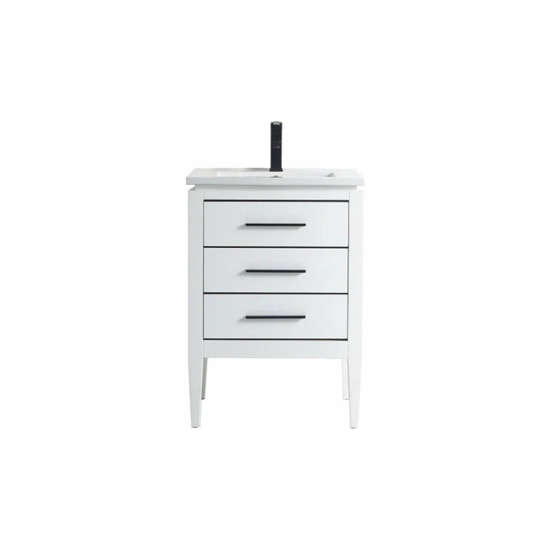 Promo ❤️ Dowell K&B Supplies Grace 24" Single Bathroom Vanity Set, White With Black Trim 🌟