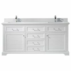 Budget ⌛ Vinnova Lorna White Bathroom Vanity Set, 72 Inch, Without Mirror ⭐