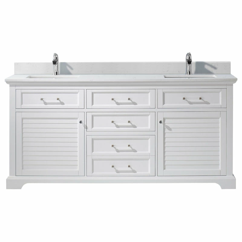 Budget ⌛ Vinnova Lorna White Bathroom Vanity Set, 72 Inch, Without Mirror ⭐