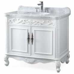 Best Pirce 💯 Chans Furniture 39" Carbone Antique Style White Bath Vanity 🔔