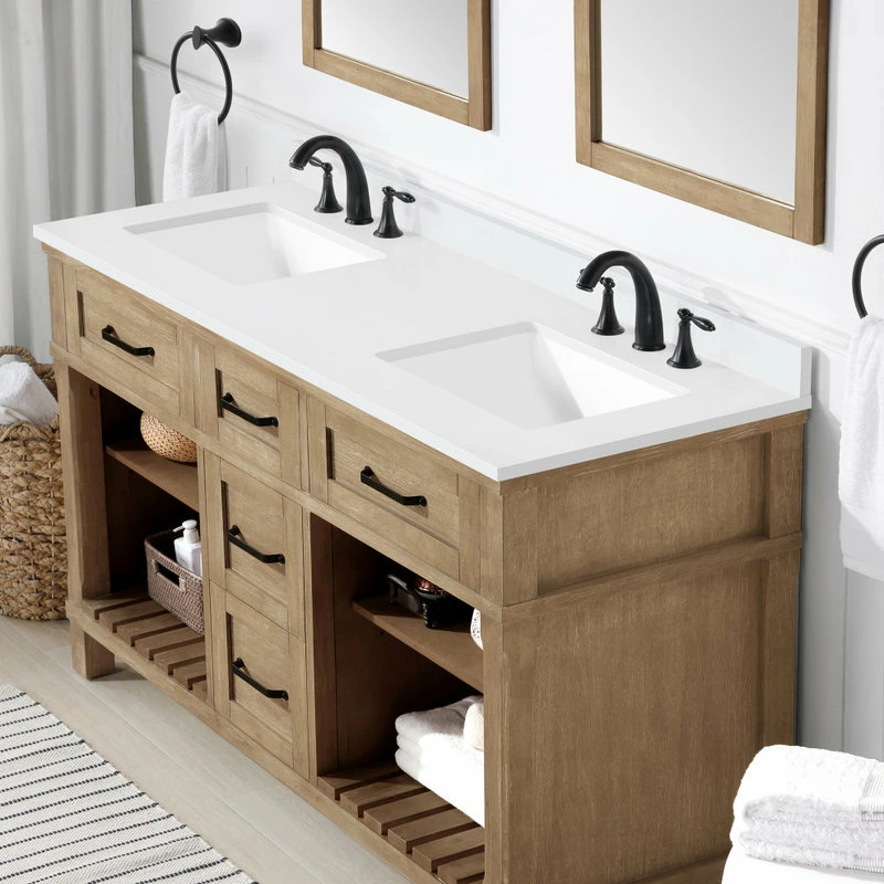 Wholesale π OVE Decors Ridgefield 60" Double Bathroom Vanity In Antique Oak With Snow White Quartz Top π₯° - Image 9
