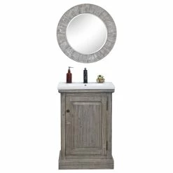 Best deal 😉 InFurniture Inc., 24" Rustic Solid Fir Vanity With Ceramic Single Sink, Gray, No Faucet 👍