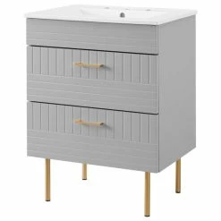 Buy ✔️ America Luxury Sink Vanity Cabinet, Gray, Ceramic, Wood, Modern, Hotel Bathroom Guest ✨
