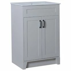Promo ⌛ Bellaterra Home Dena Single-Sink Vanity, Light Gray, 24" 👏