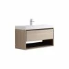 Deals 🎉 Dowell K&B Supplies Oates 36" Wall-Mounted Single Bathroom Vanity In Tan With White Resin Top 🧨