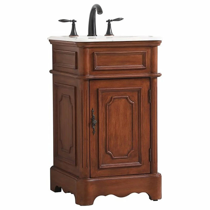Best Pirce ๐ฅ Elegant Furniture & Lighting Elegant Decor Francis 19" Solid Wood And Metal Single Bathroom Vanity In Teak ๐