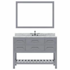 Budget 😉 Virtu USA Caroline Estate 48" Vanity Set, Brushed Nickel Faucet, Square Sink, With Mirror 🌟