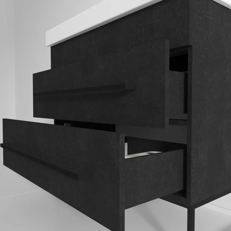 Best reviews of ๐ Fine Fixtures Modern Vanity Set, Black Marble, 36", Black Hardware โจ - Image 3