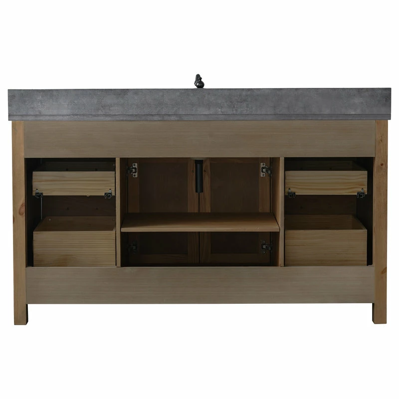 Promo 😉 Sudio Design Jasper 60" Single Bathroom Vanity, Textured Natural, Blue Limestone 😉 - Image 5